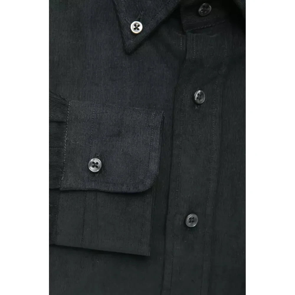 Robert Friedman Black Cotton Men Shirt Robert Friedman