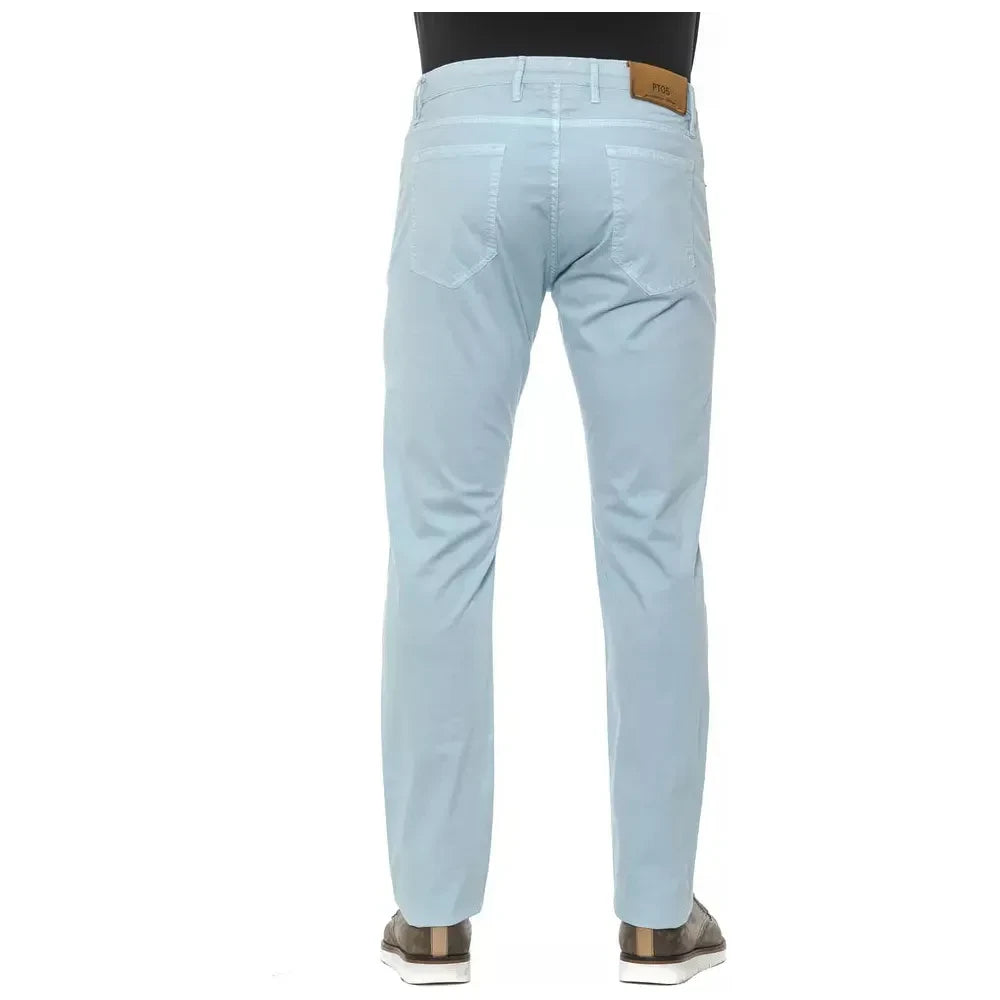 PT Torino Light Blue Cotton Men's Slim Trouser PT Torino