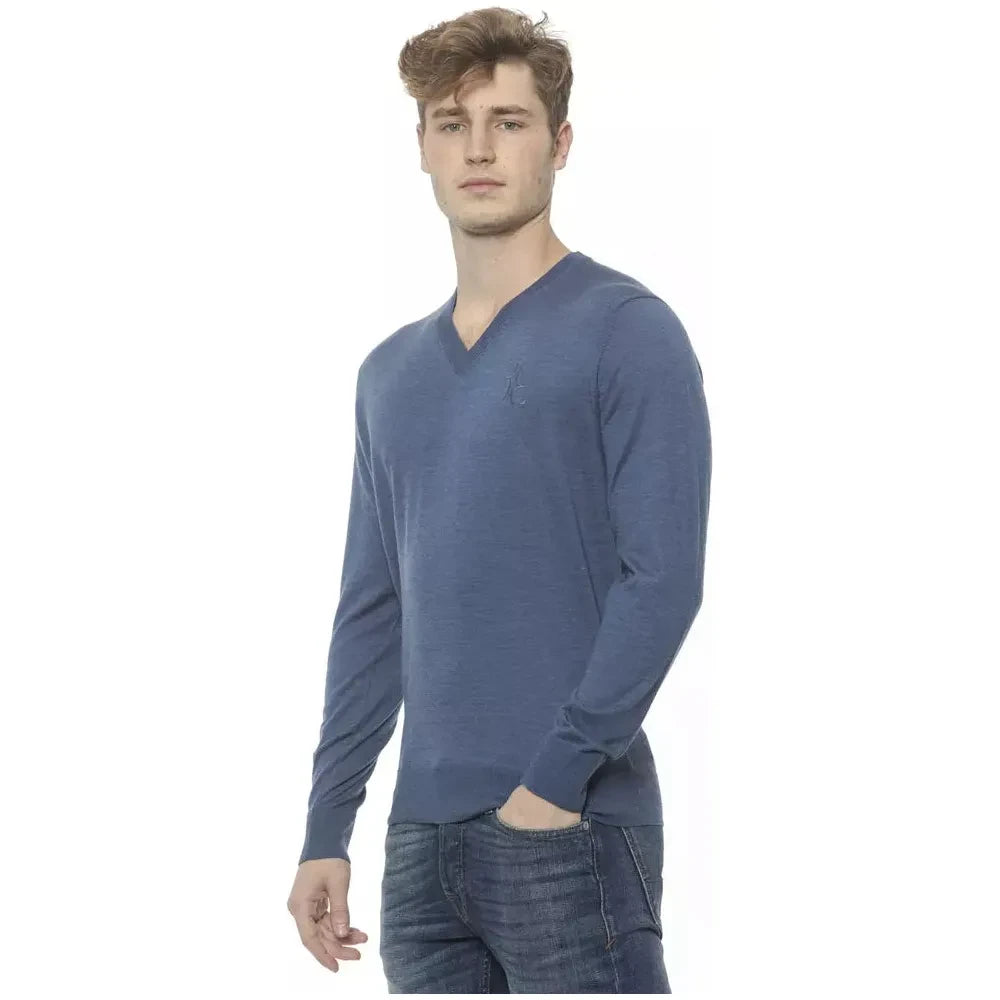 Billionaire Italian Couture Blue Cashmere Men Sweater Billionaire Italian Couture