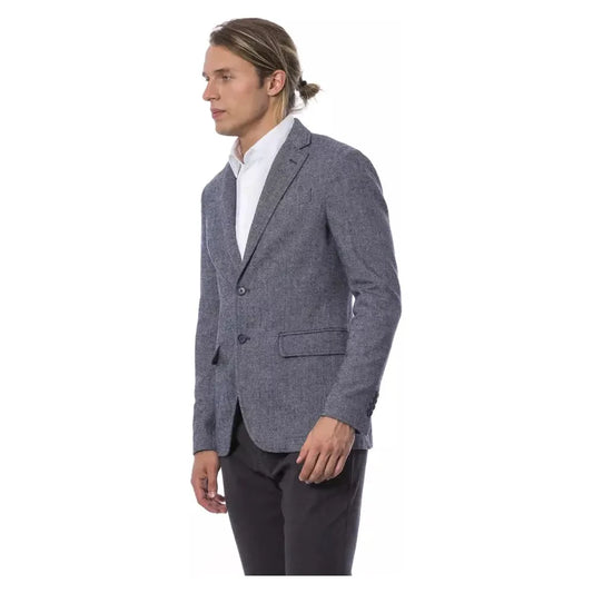 Verri Blue Wool Men Blazer Verri