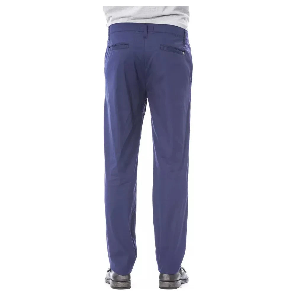 Verri Blue Cotton Men Slim Chino Pant Verri