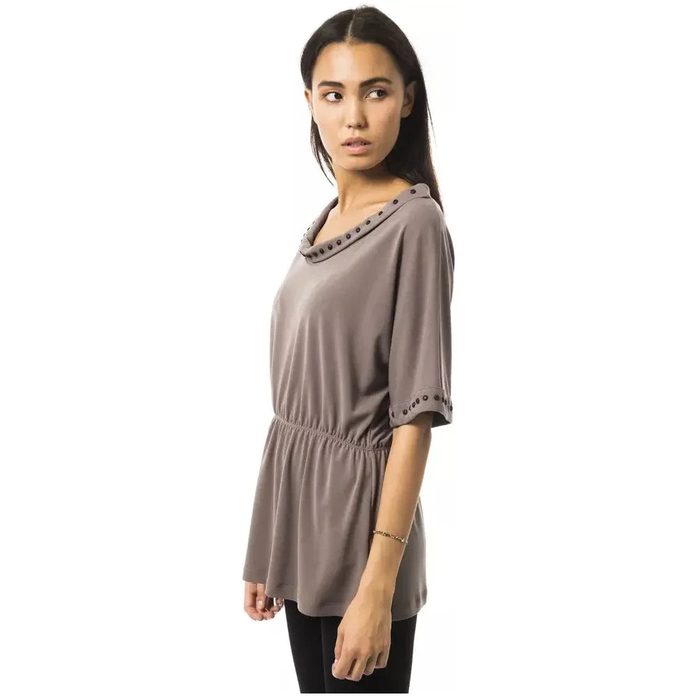 BYBLOS Gray Polyester Women T-Shirt BYBLOS