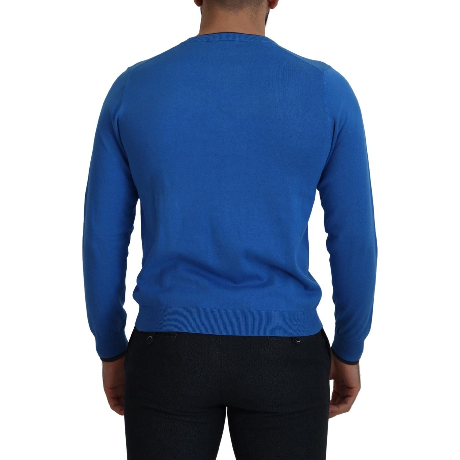 Sun68 Chic Blue Cotton Pullover Sweater