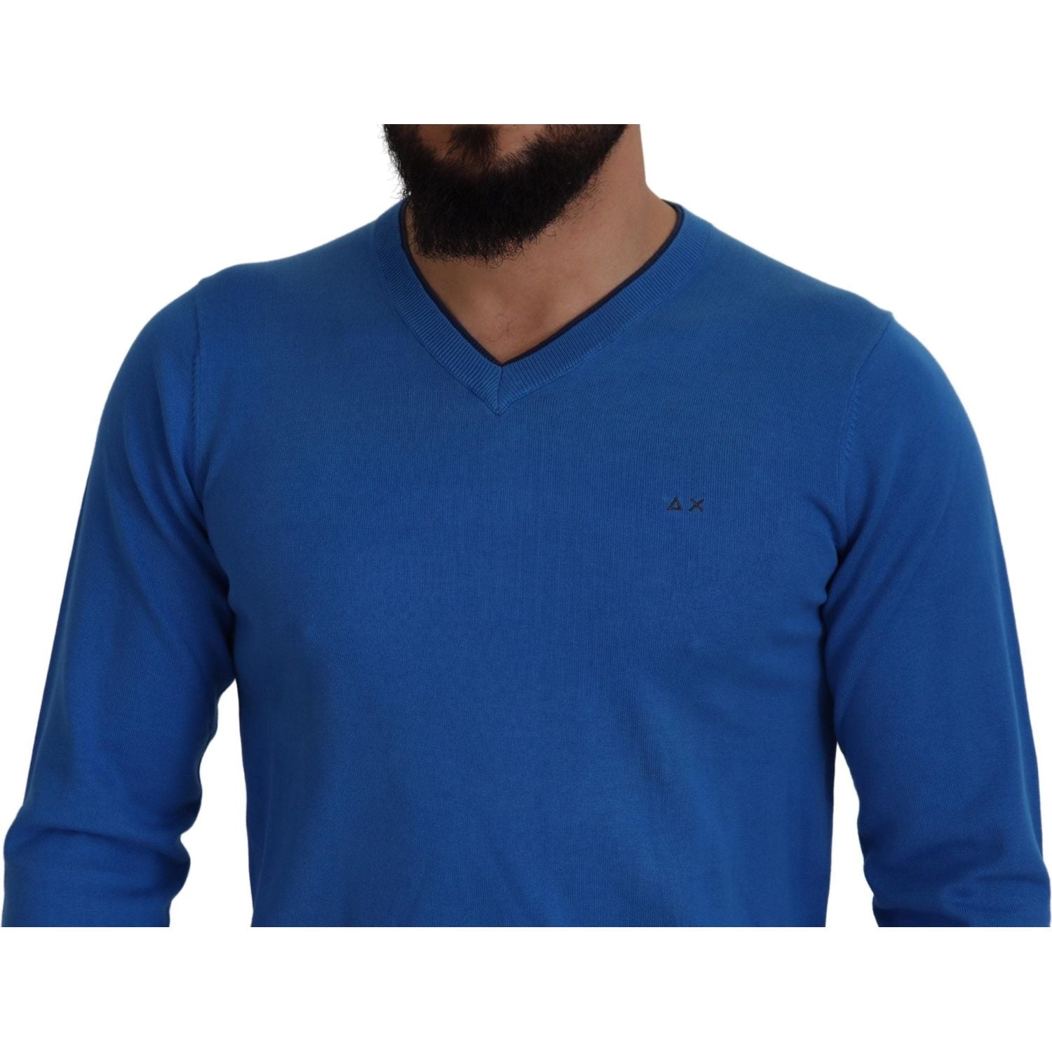 Sun68 Chic Blue Cotton Pullover Sweater