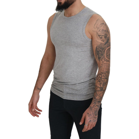 Ermanno Scervino Chic Gray Sleeveless Crewneck Tee Ermanno Scervino