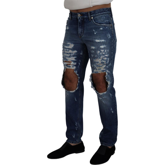 Dolce & Gabbana Chic Tattered Denim Pants for the Modern Man Dolce & Gabbana