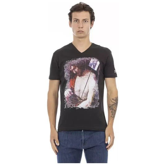 Trussardi Action Black Cotton Men T-Shirt Trussardi Action