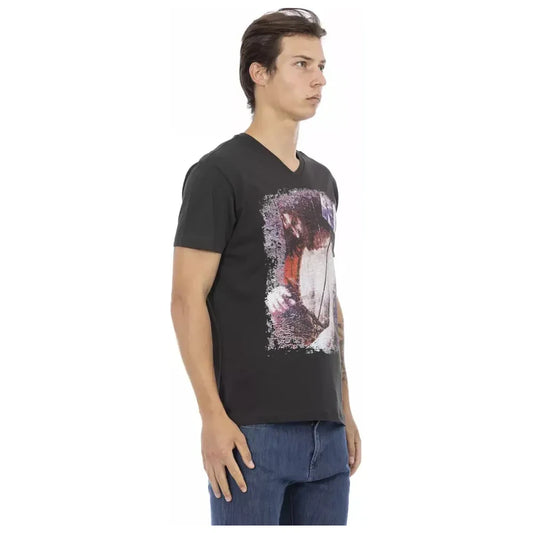 Trussardi Action Black Cotton Men T-Shirt Trussardi Action