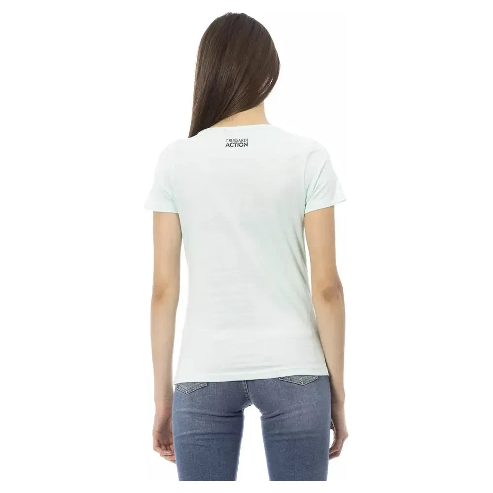 Trussardi Action Light Blue Cotton Women Top Trussardi Action