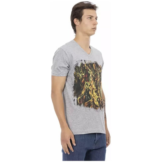 Trussardi Action Gray Cotton Men T-Shirt Trussardi Action