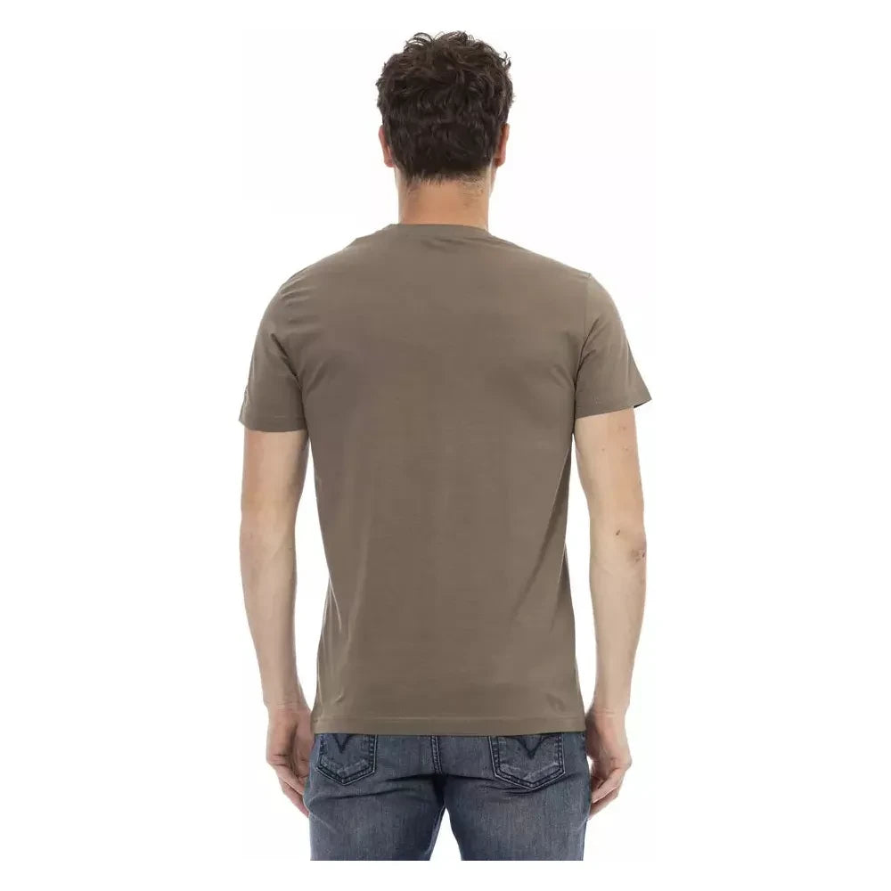 Trussardi Action Brown Cotton Men V-Neck T-Shirt Trussardi Action