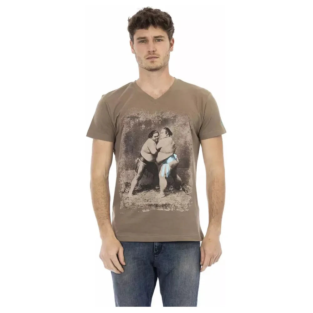 Trussardi Action Brown Cotton Men T-Shirt Trussardi Action