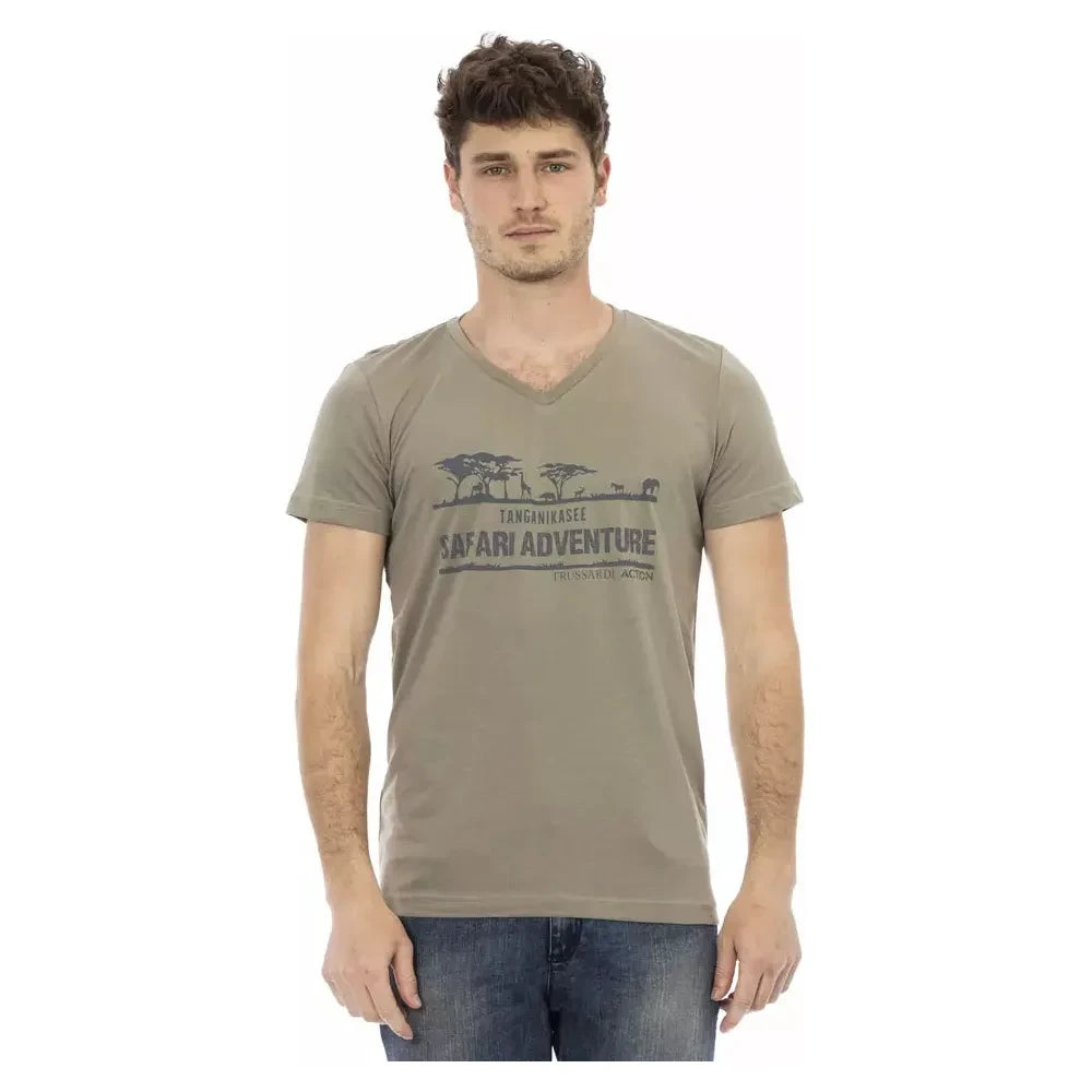 Trussardi Action Brown Cotton Men's T-Shirt Trussardi Action