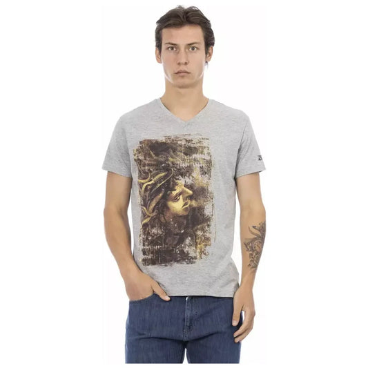 Trussardi Action Gray Cotton Men T-Shirt Trussardi Action