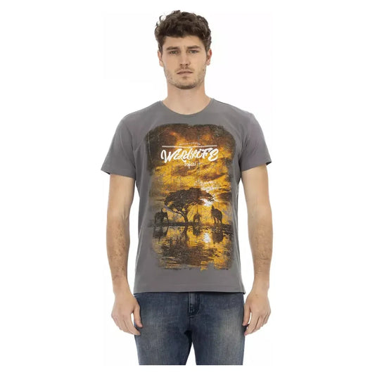 Trussardi Action Gray Cotton Men T-Shirt Trussardi Action