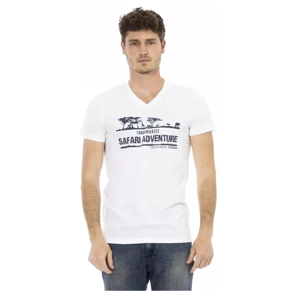 Trussardi Action White Cotton Men T-Shirt Trussardi Action