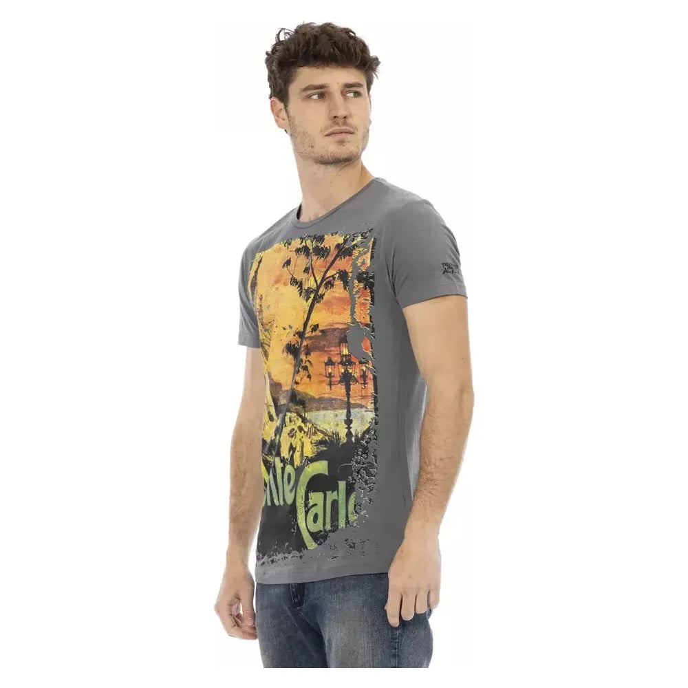 Trussardi Action Gray Cotton Men T-Shirt Trussardi Action