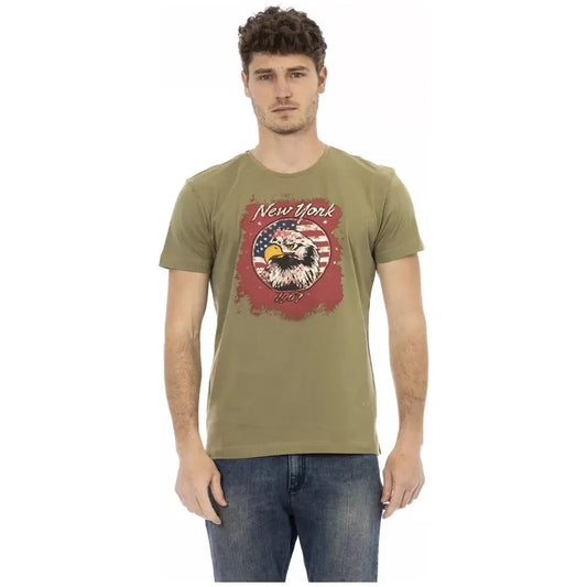 Trussardi Action Green Cotton Men T-Shirt Trussardi Action