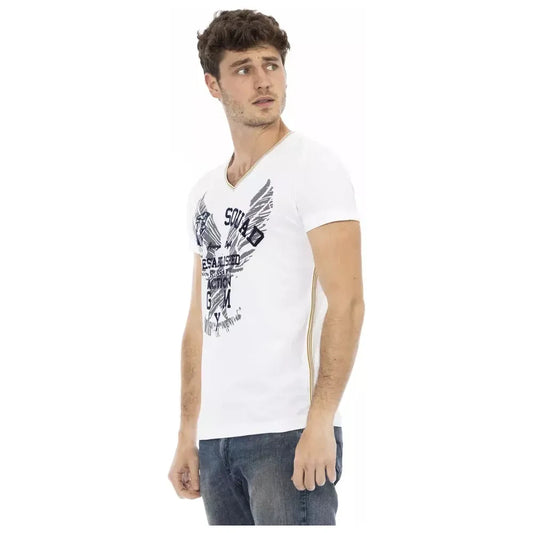 Trussardi Action White Cotton Men's V-Neck T-Shirt Trussardi Action