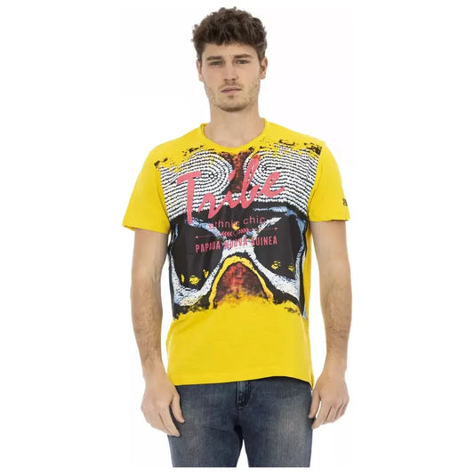 Trussardi Action Yellow Cotton Men T-Shirt Trussardi Action