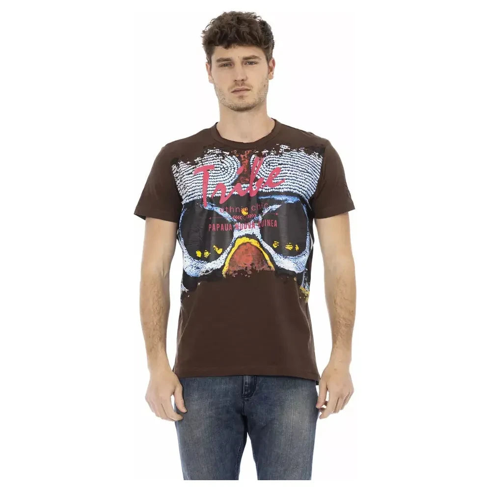 Trussardi Action Brown Cotton Mens T-Shirt Trussardi Action