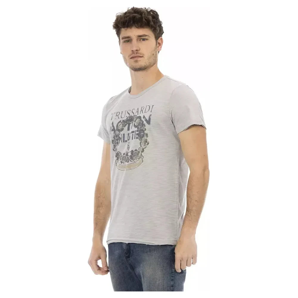 Trussardi Action Gray Cotton Men T-Shirt Trussardi Action