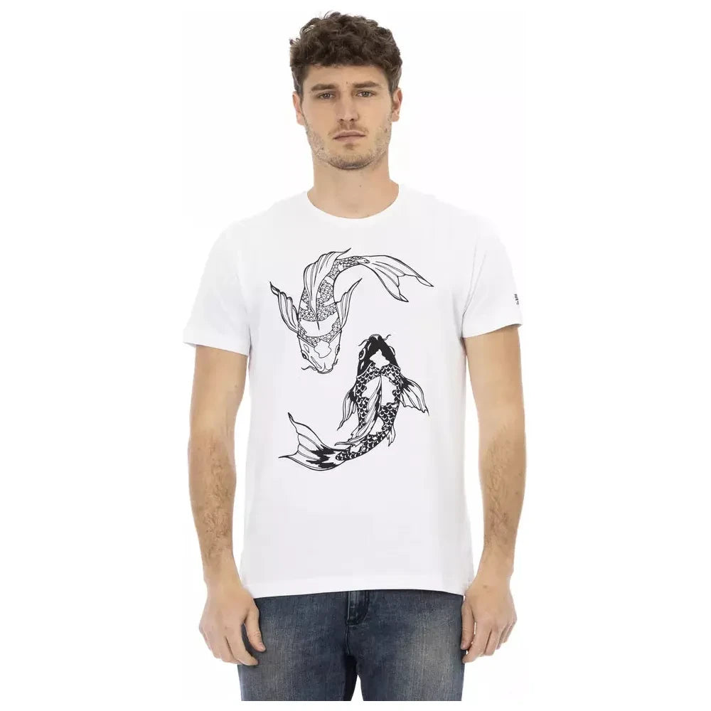 Trussardi Action Chic White Round Neck Cotton Tee