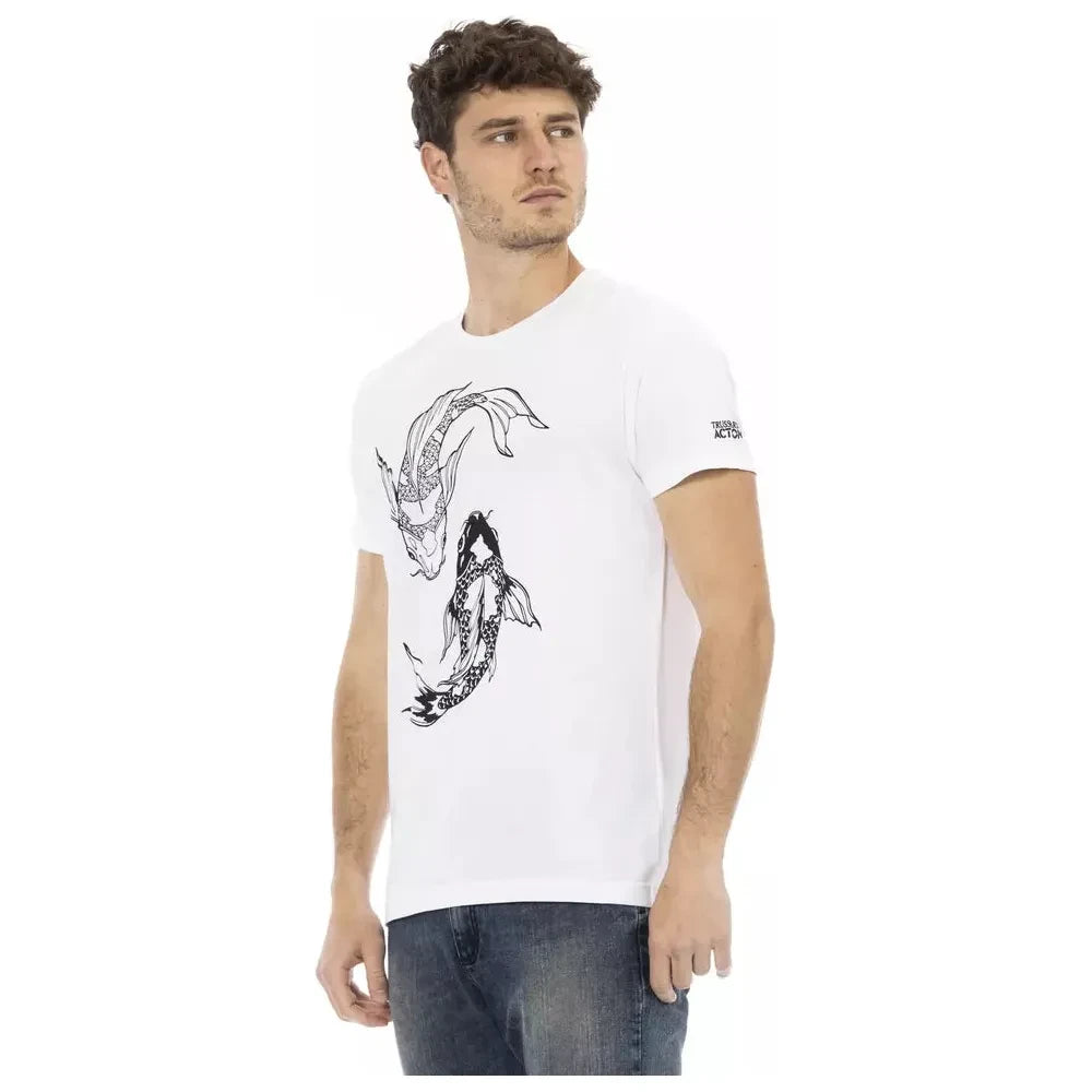 Trussardi Action Chic White Round Neck Cotton Tee