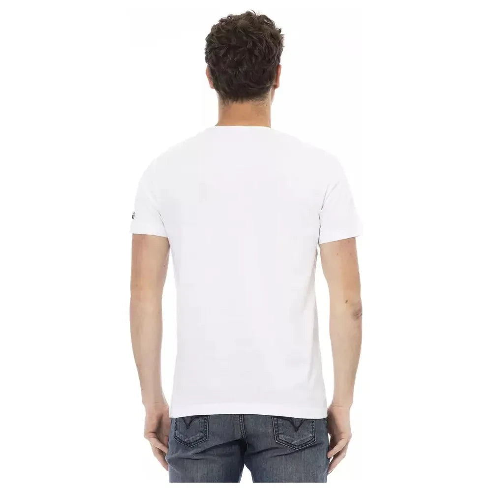 Trussardi Action Chic White Round Neck Cotton Tee Trussardi Action