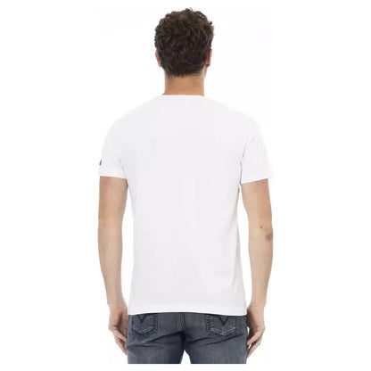 Trussardi Action Chic White Round Neck Cotton Tee Trussardi Action