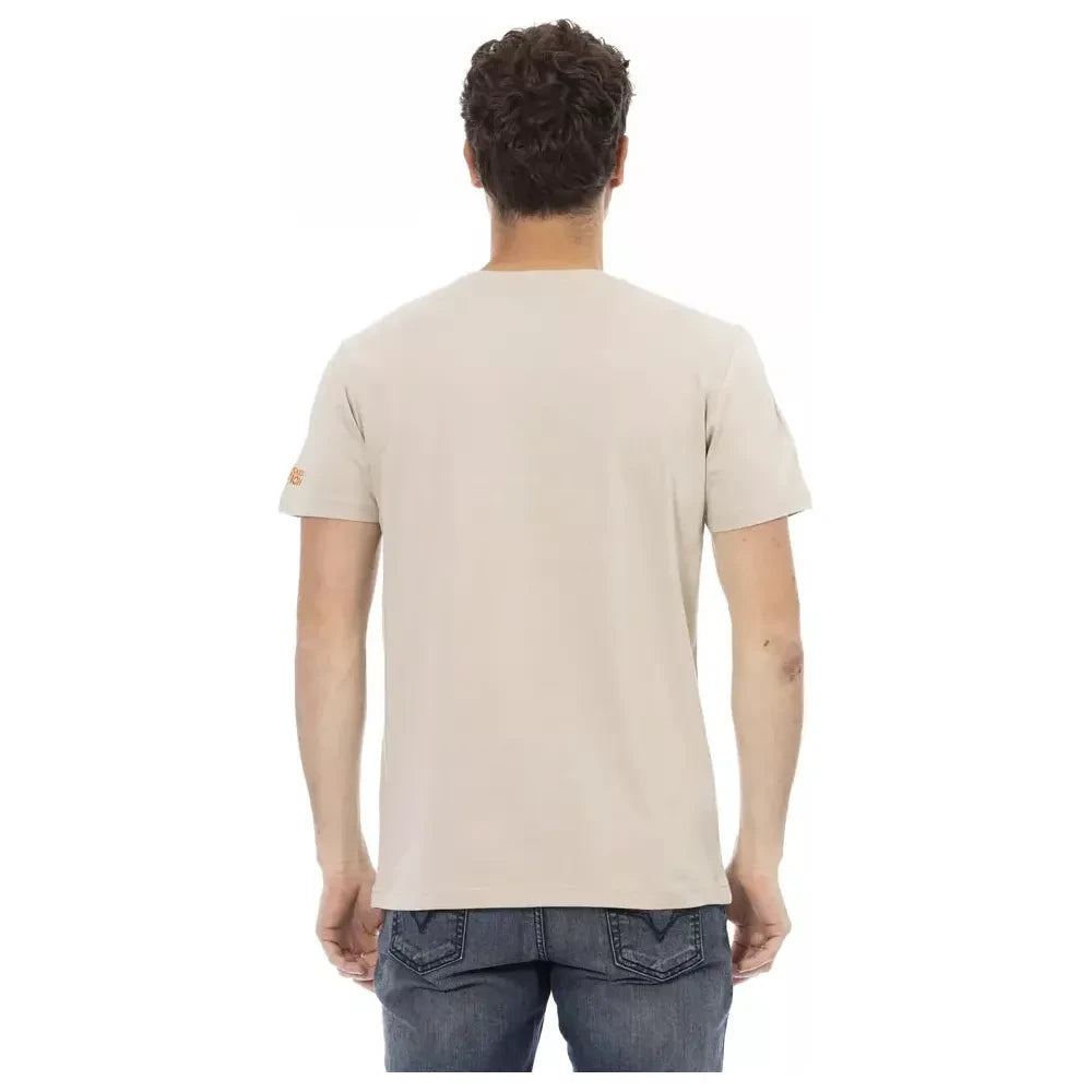 Trussardi Action Beige Cotton Men T-Shirt Trussardi Action