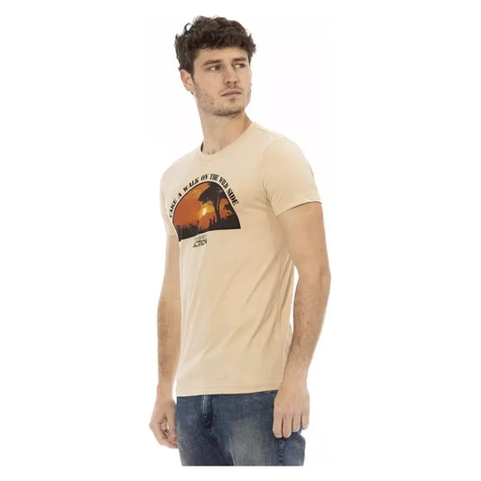 Trussardi Action Beige Cotton Men T-Shirt Trussardi Action