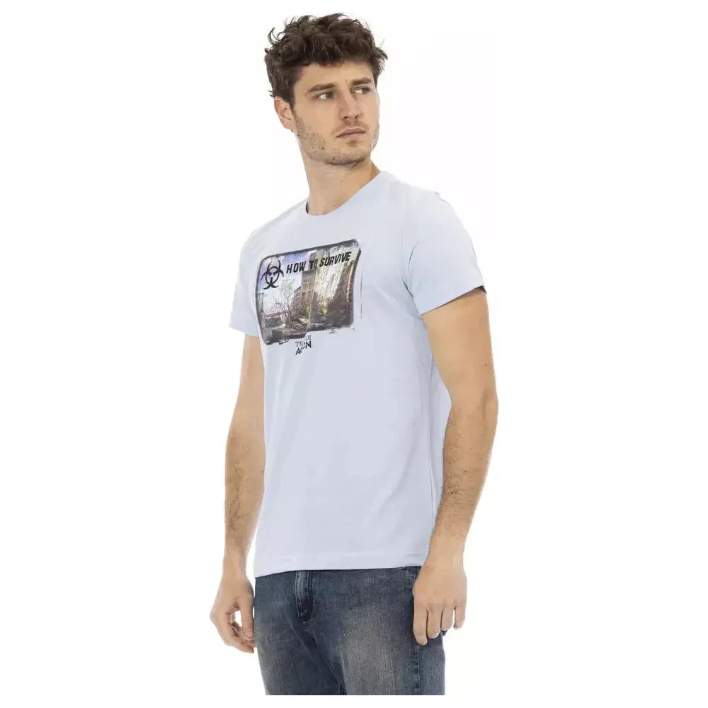 Trussardi Action Light Blue Cotton Men T-Shirt Trussardi Action