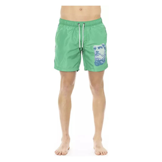 Bikkembergs Green Polyester Men Swim Shorts Bikkembergs