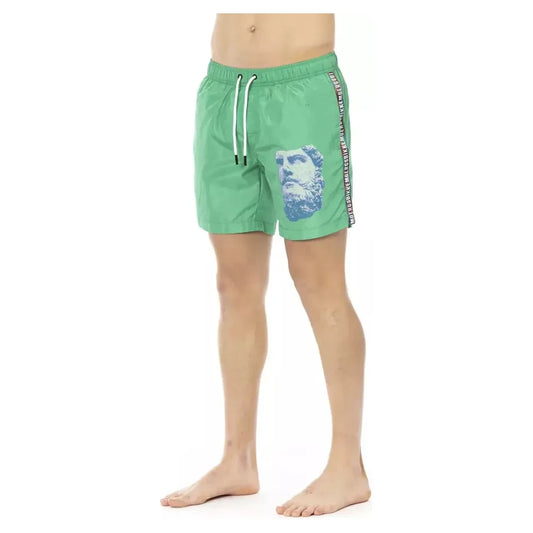 Bikkembergs Green Polyester Men Swim Shorts Bikkembergs