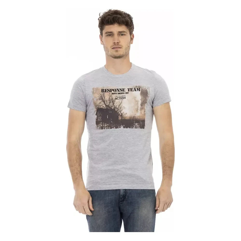 Trussardi Action Gray Cotton Men T-Shirt Trussardi Action