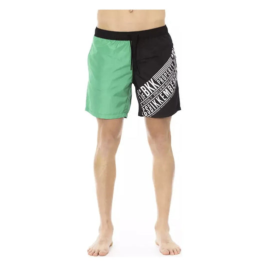 Bikkembergs Green Polyester Men Swim Short Bikkembergs