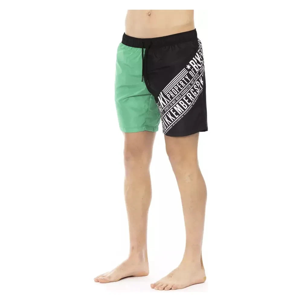 Bikkembergs Green Polyester Men Swim Short Bikkembergs