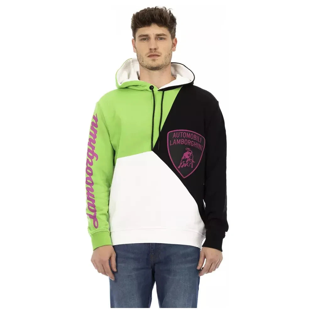 Automobili Lamborghini White Cotton Men's Hooded Sweater Automobili Lamborghini