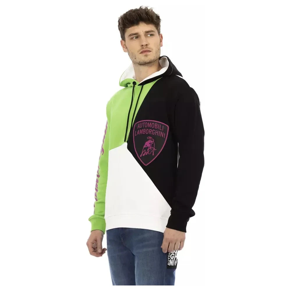 Automobili Lamborghini White Cotton Men's Hooded Sweater Automobili Lamborghini