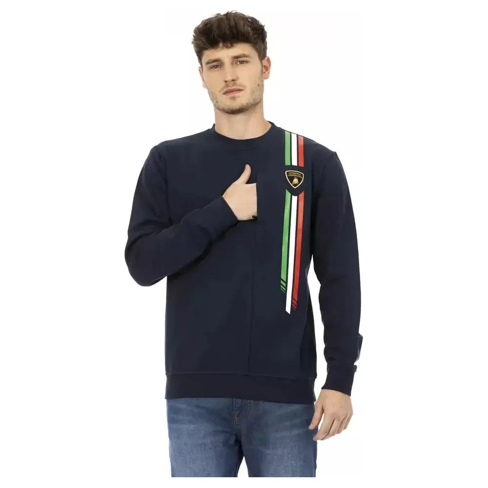 Automobili Lamborghini Blue Cotton Men Sweater