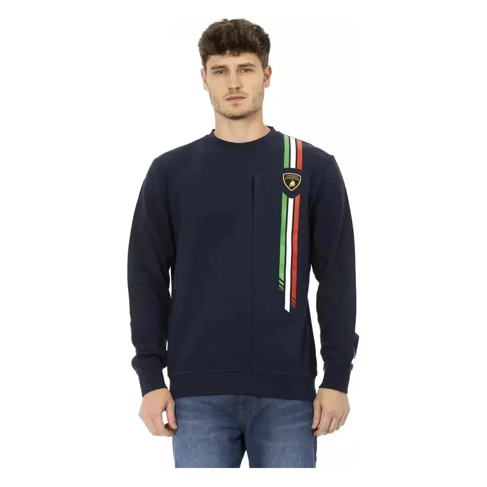 Automobili Lamborghini Blue Cotton Men Sweater