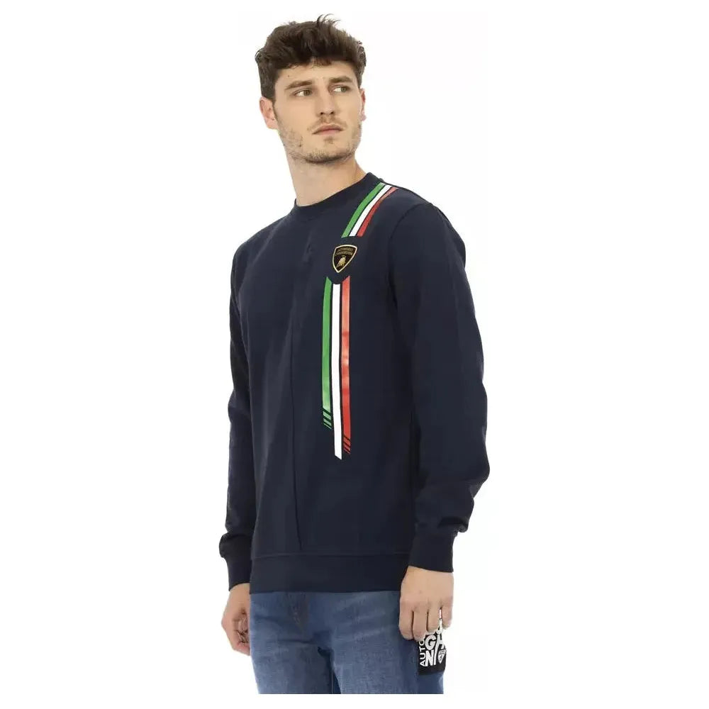 Automobili Lamborghini Blue Cotton Men Sweater