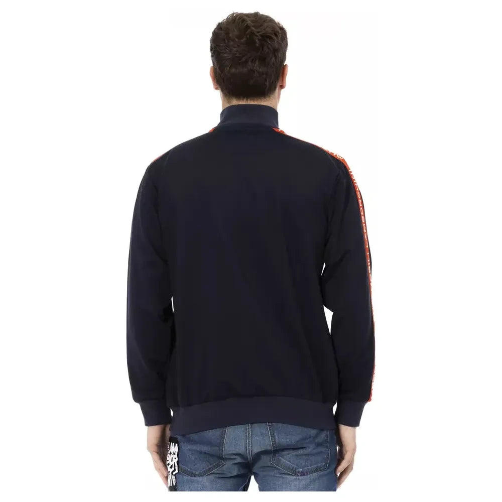 Automobili Lamborghini Blue Polyester Men Sweater with Zip and Side Pockets Automobili Lamborghini