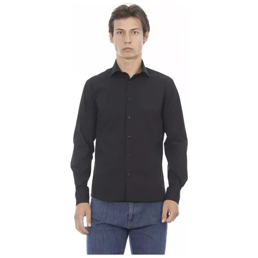 Baldinini Trend Black Cotton Men Shirt Baldinini Trend