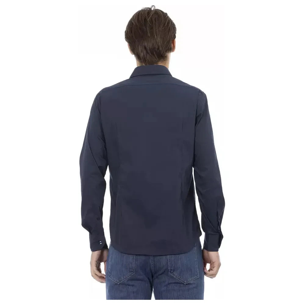 Baldinini Trend Blue Cotton Men Shirt Baldinini Trend