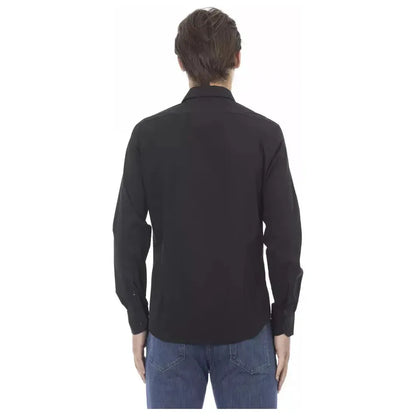 Baldinini Trend Black Cotton Men Shirt Baldinini Trend