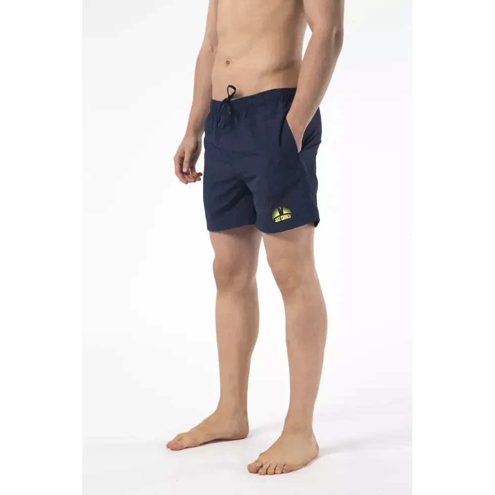 Just Cavalli Blue Nylon Men Swimwear Just Cavalli