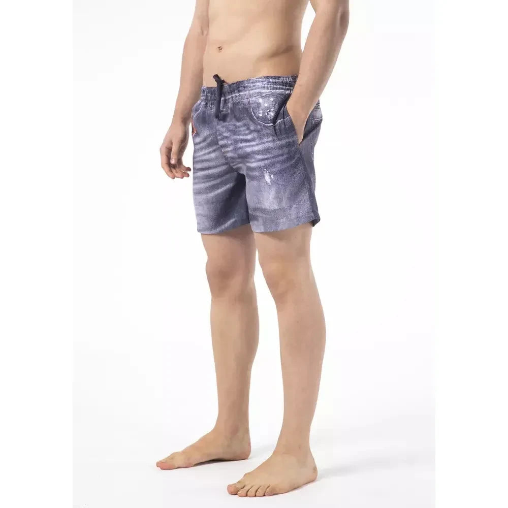 Just Cavalli Blue Polyester Men Swim Short Just Cavalli