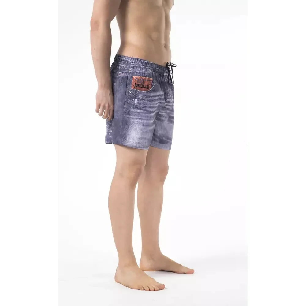 Just Cavalli Blue Polyester Men Swim Short Just Cavalli